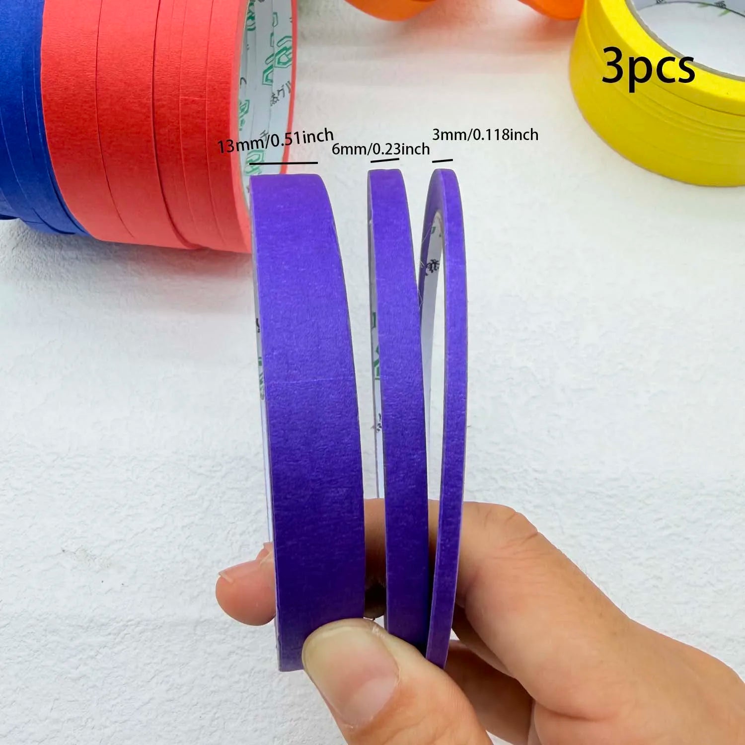 3/6 Rolls 3size Colorful Paper Masking Painters Tapes Painting Labeling Arts Crafts,Removal for Crafts, Labeling,DIY Decorative Zpaxo 3pcs purple