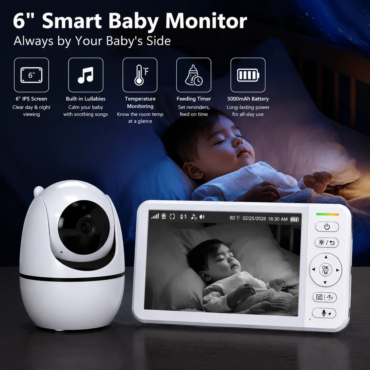 Video Baby Monitor Camera Pan Tilt Zoom Babyphone Cam Night Vision Zpaxo
