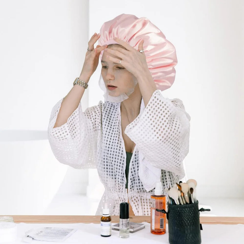 Reusable Shower Cap Dry Hair Function Suitable Women Microfiber Towel Zpaxo