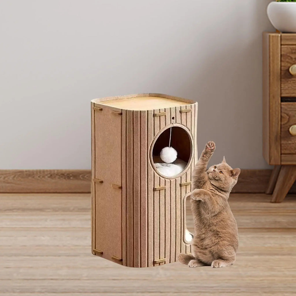 2-3 Tier Cat Tree House with Scratching Post & Hanging Ball Cat Tree House Zpaxo