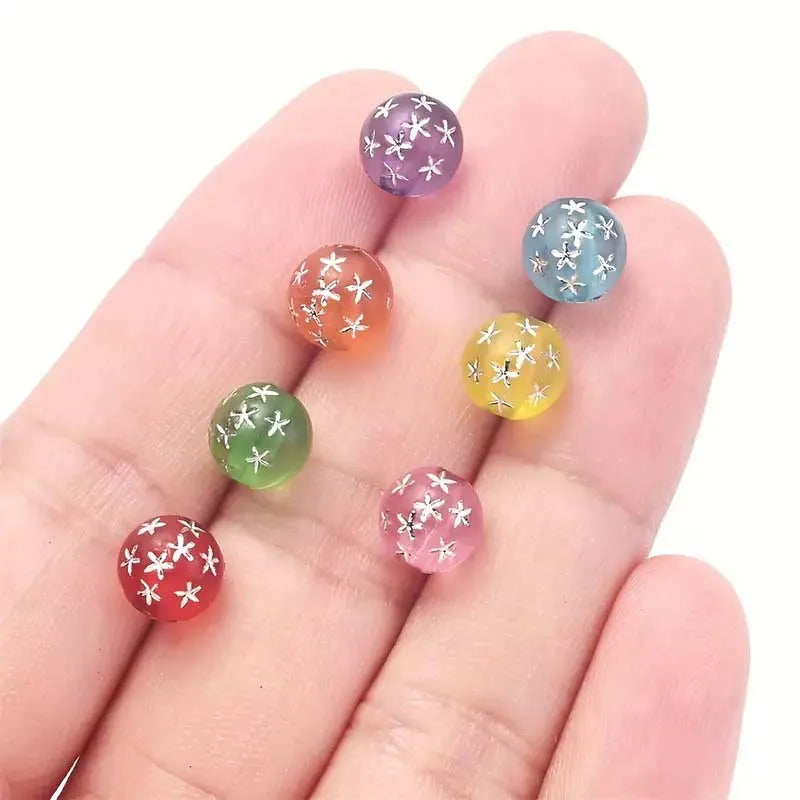 100pcs 8mm Vintage Acrylic Love Star Beads Set for DIY Bracelets & Necklaces - Jewelry Making Supplies Zpaxo