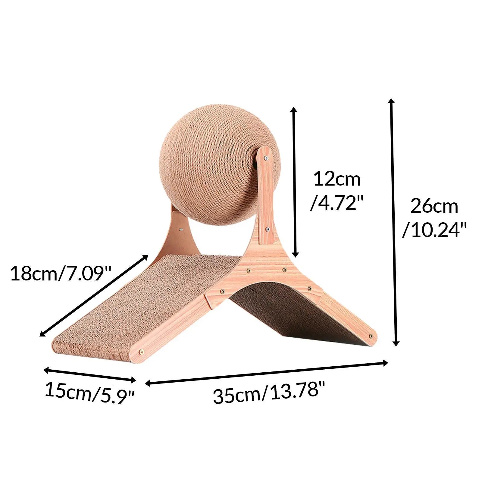 Cat scratching ball with Cat Scratch Post, Cat Training Interactive Toy for cats and kittens, Cat Sisal Scratcher Rotatable ball Zpaxo Style B