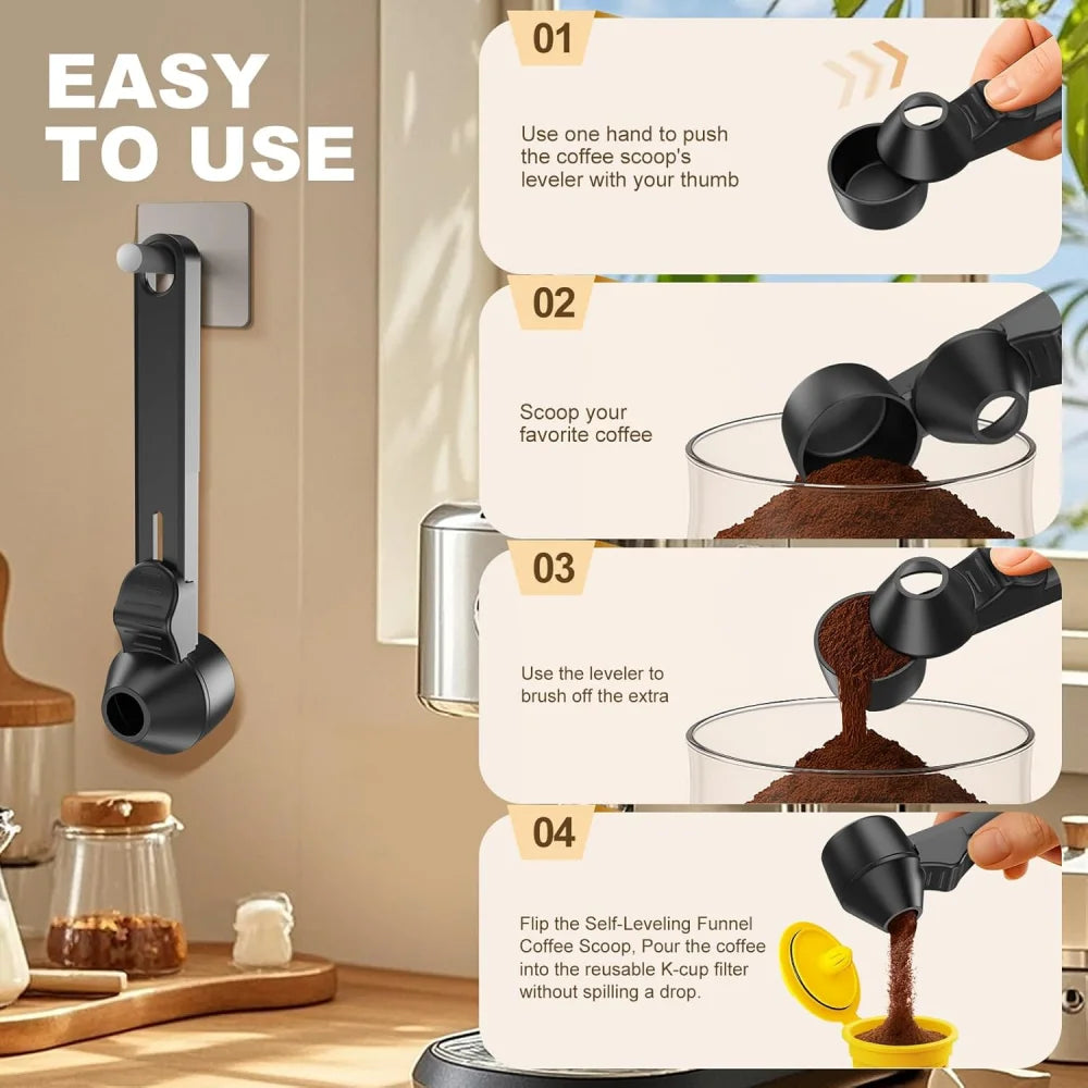 Coffee Spoons Funnels Reusable Refillable Pods Measuring Powder Zpaxo