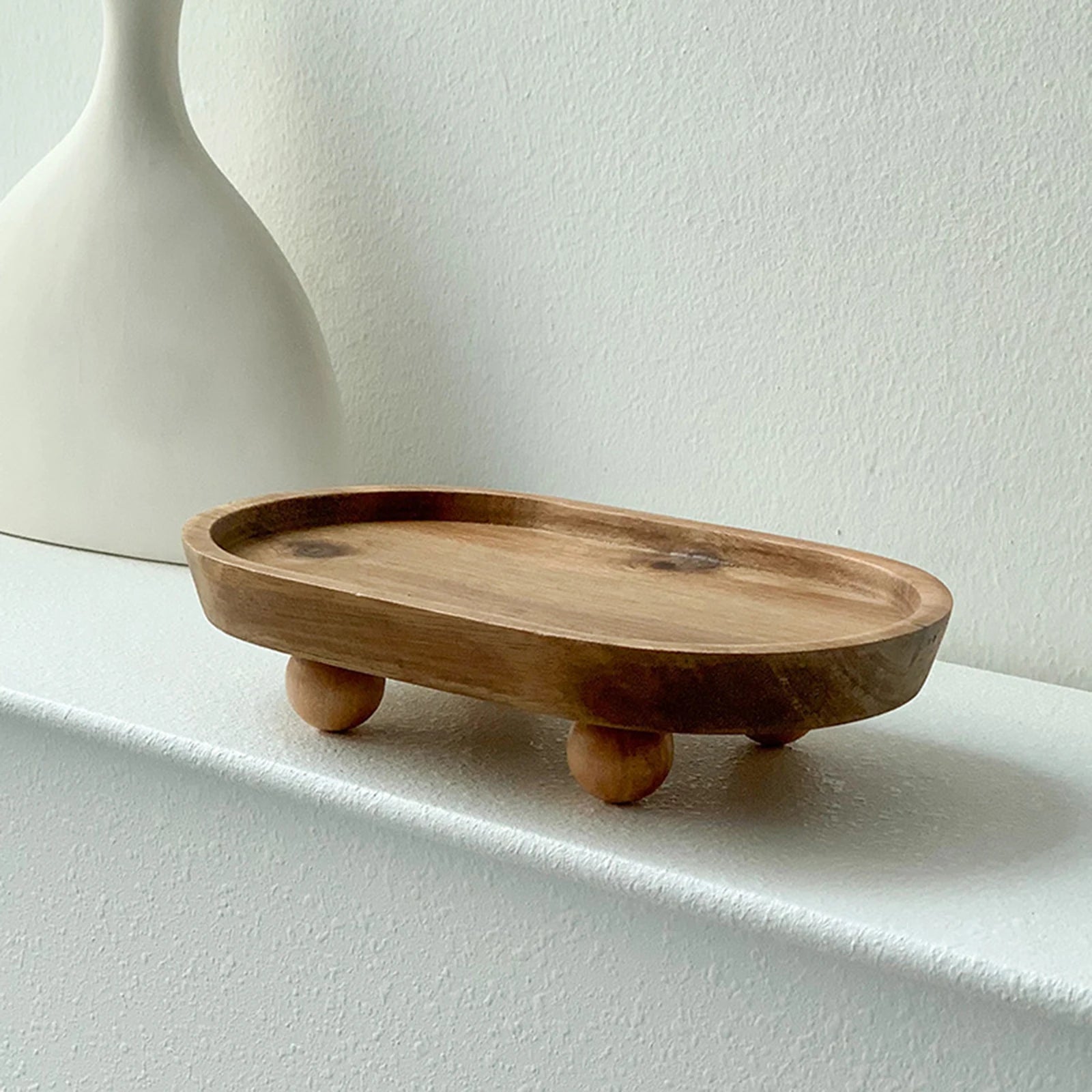 Small Wood Pedestal Stand for Counter Table Tabletop Centerpieces Decorative Tray Wood Pedestal Riser for Kitchen Counter Decor Zpaxo