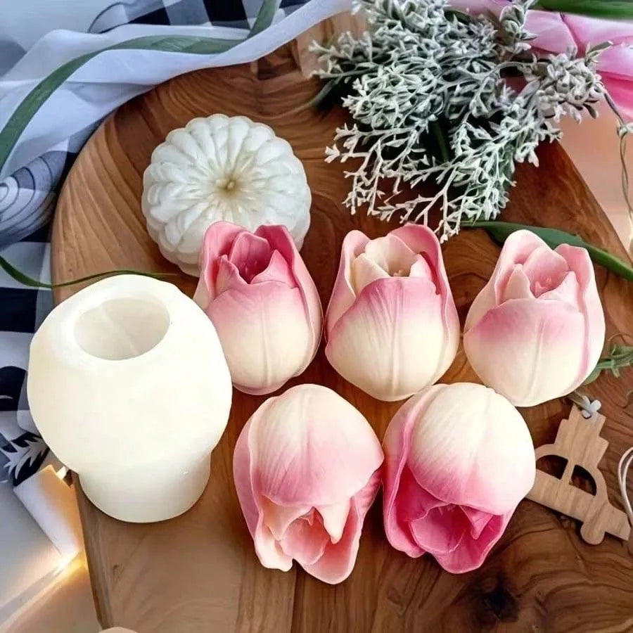 3D Rose & Tulip Silicone Molds – Candle, Resin & Cake Decor Silicone Craft Mold Zpaxo