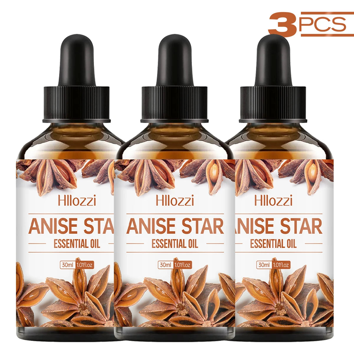 Star anise essential oil, with its spice flavor, is suitable for body massage and hair care. Zpaxo Star anise 3PCS 30ml