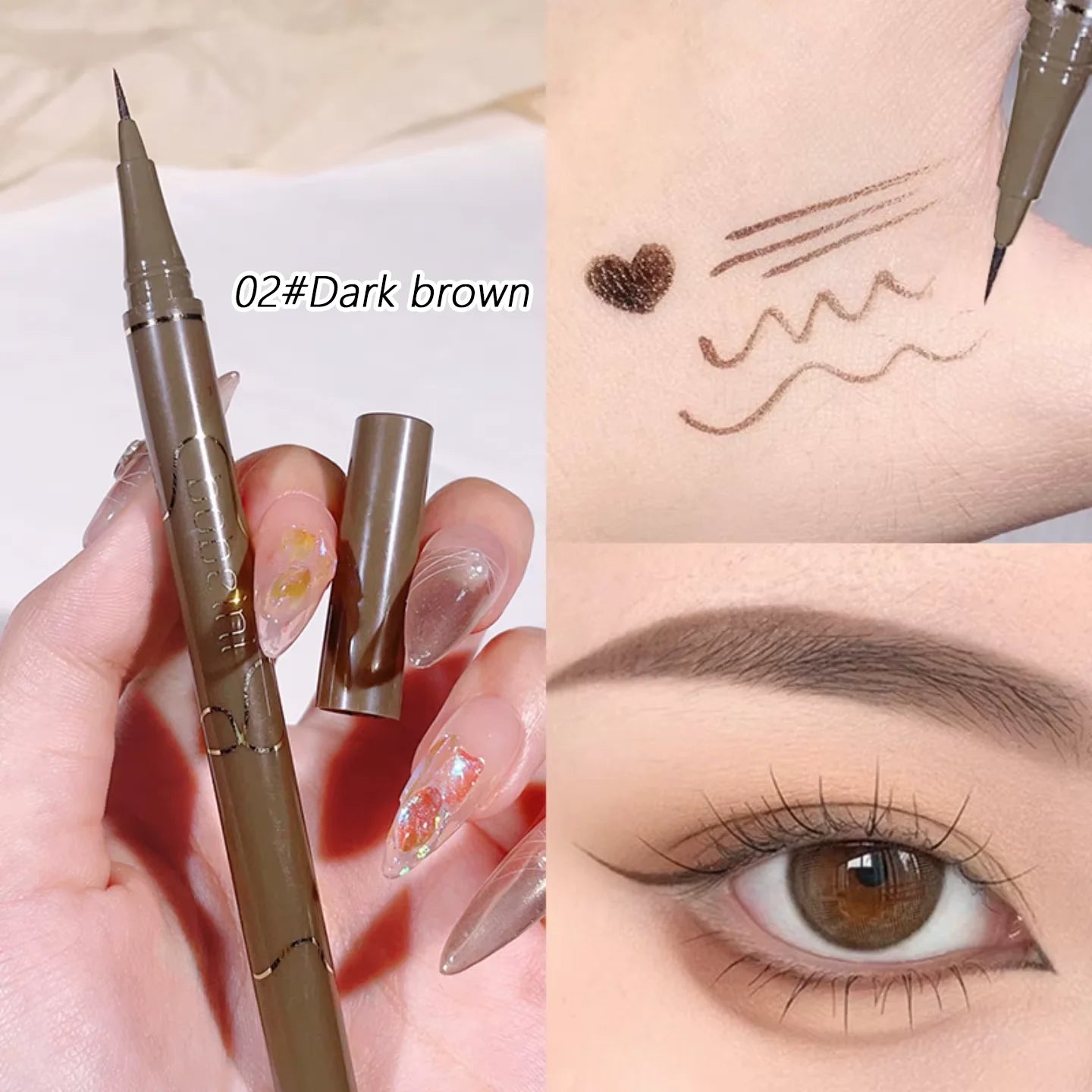 0.05mm slim eyeliner is smooth and durable, slim, quick-drying, long-lasting eyeliner, 4 colors, waterproof, non-smudging Zpaxo 02