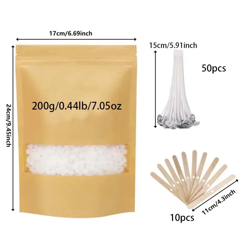 Beeswax Candle Making Kit – 200g Wax, Wicks & Holders Candle Making Kit Zpaxo SET 1