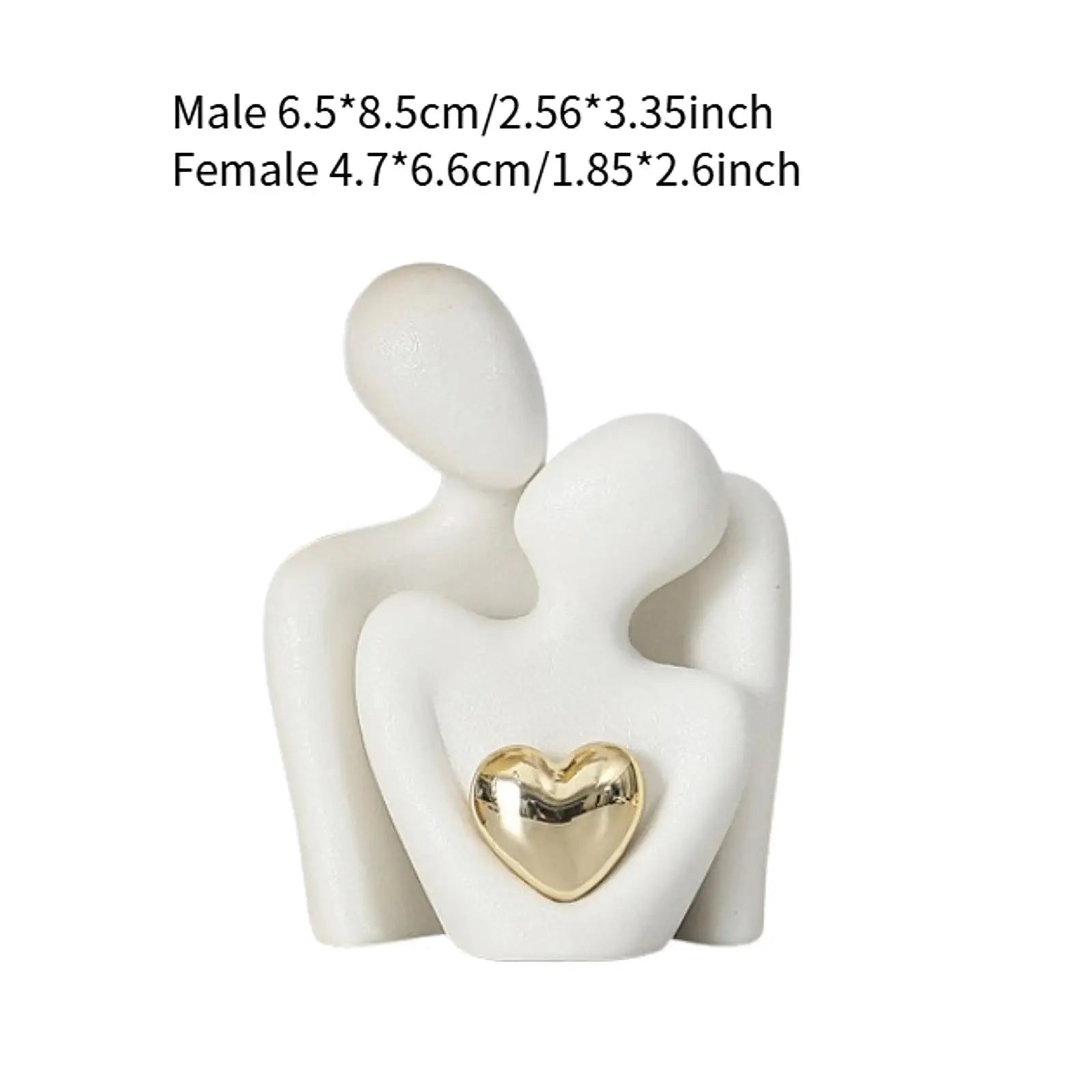 Hugging Couple Ceramic Figurine – Romantic Gift & Home Decor Couple Figurine Zpaxo White S