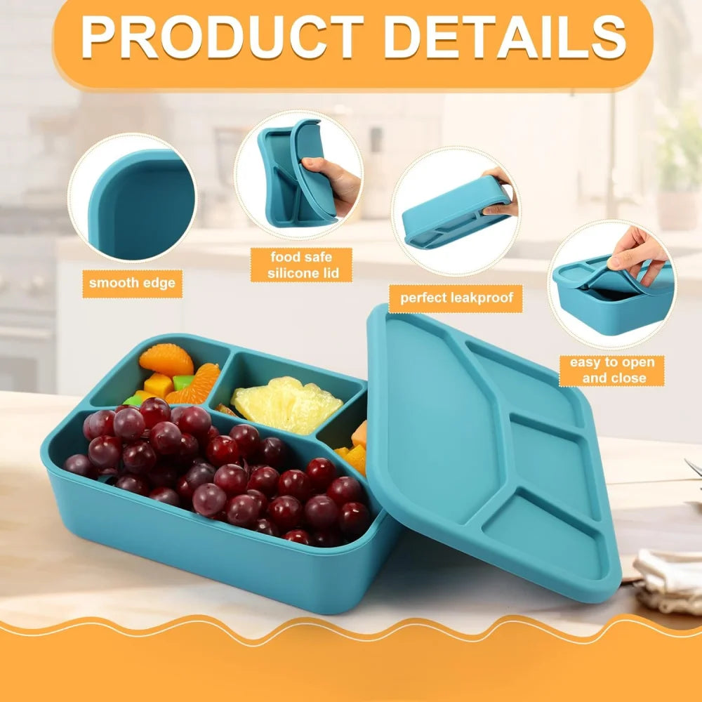 4 Silicone Lunch Boxes Reusable Containers Smooth Leak-proof Zpaxo