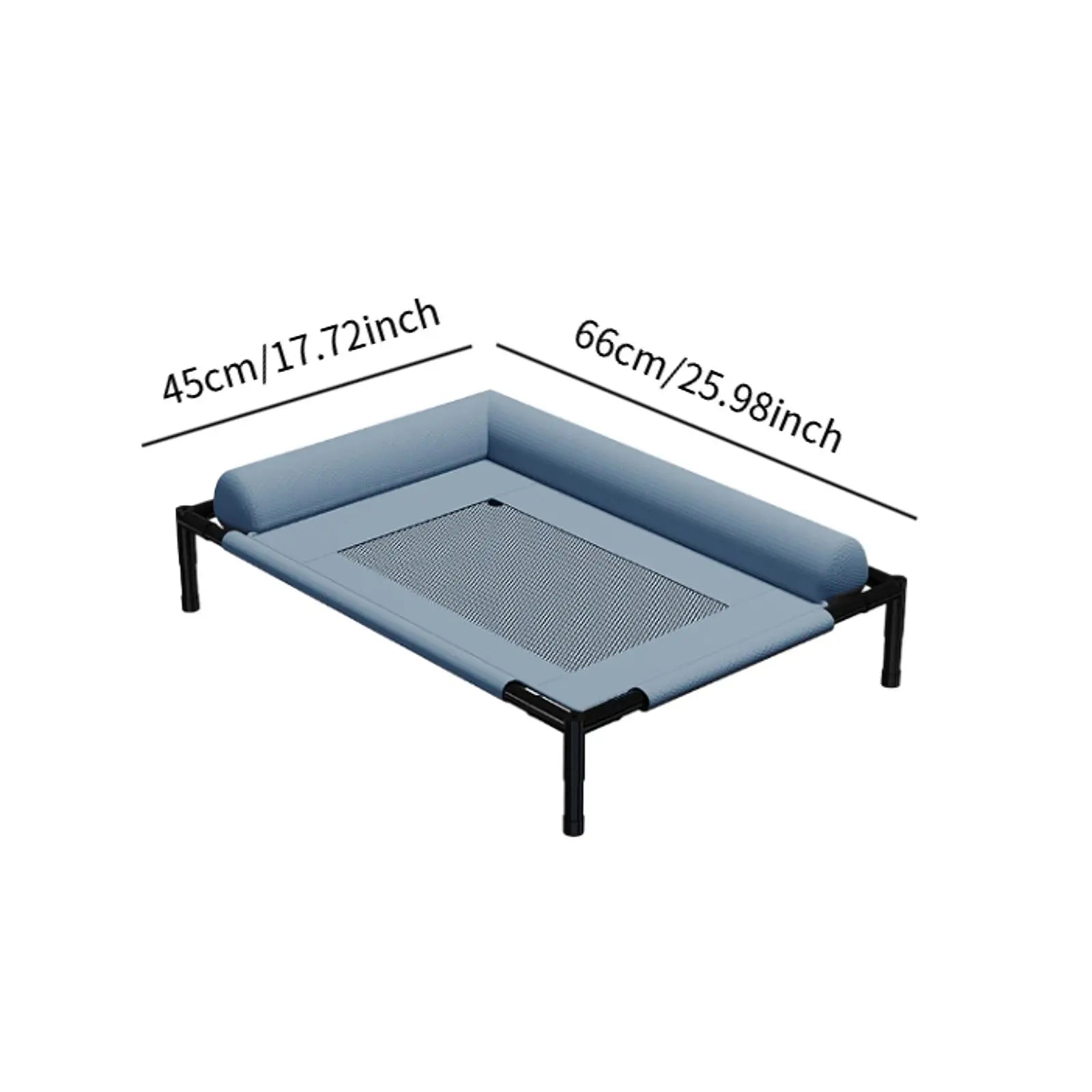 Elevated Cooling Raised Pet Bed – Breathable Dog & Cat Hammock Raised Pet Bed Zpaxo Blue Gray M