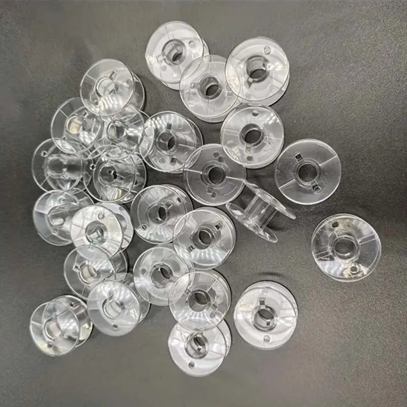 25-Piece Transparent Plastic Bobbins with Organizer Box Sewing Bobbins Set Zpaxo