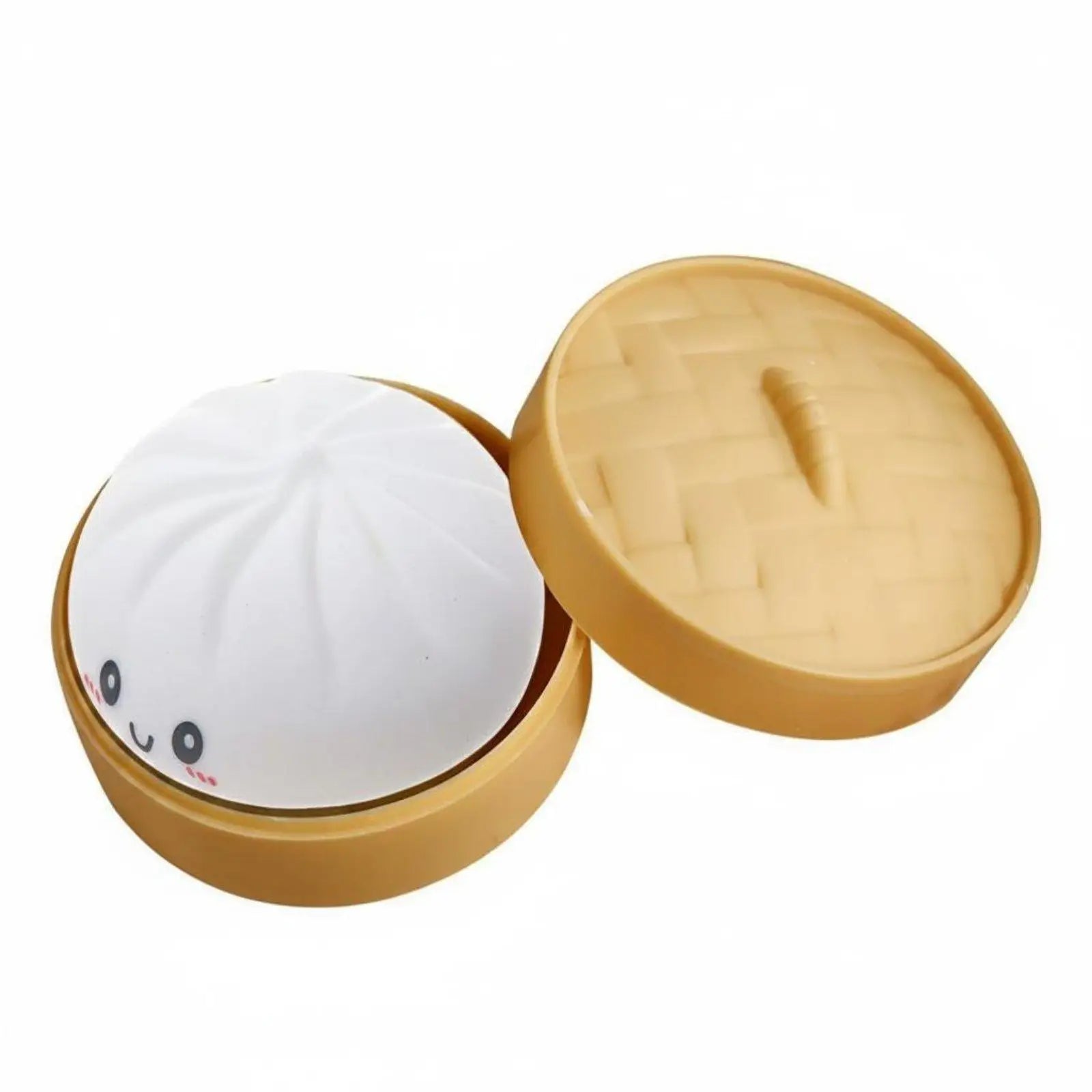 Dumpling Stress Ball with Steamer Case – Baozi Fidget Toy Fidget Stress Toy Zpaxo White