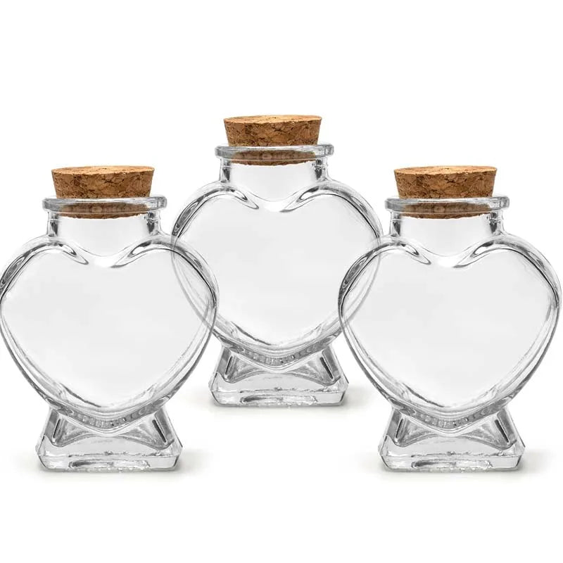 Mini Heart-Shaped Glass Bottles with Cork Stoppers | DIY Crafts Mini Glass Craft Bottles Zpaxo