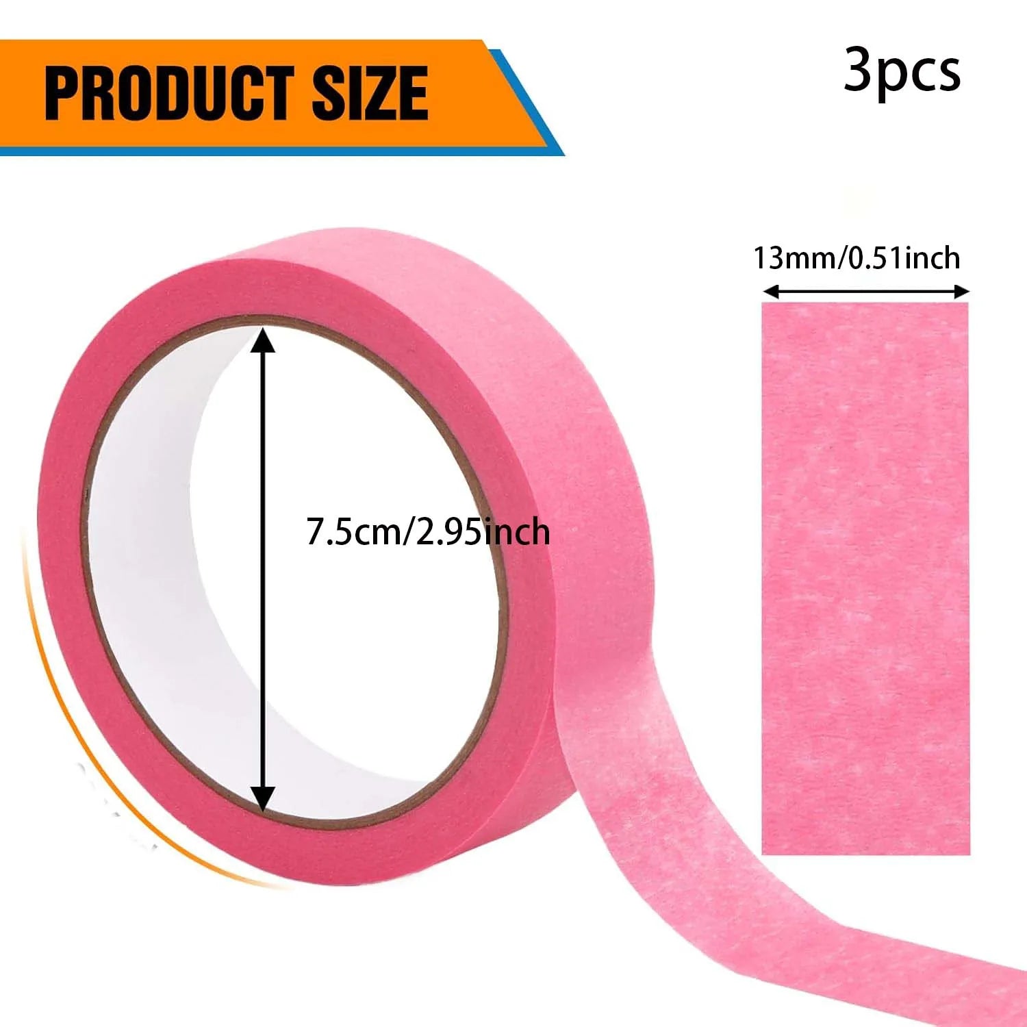 3 Rolls Pink Painter's Tape, Colored Painter's Tape Art and Craft Supplies for Marking or Coding - Supplies Tape DIY Decorative Zpaxo 3pcs