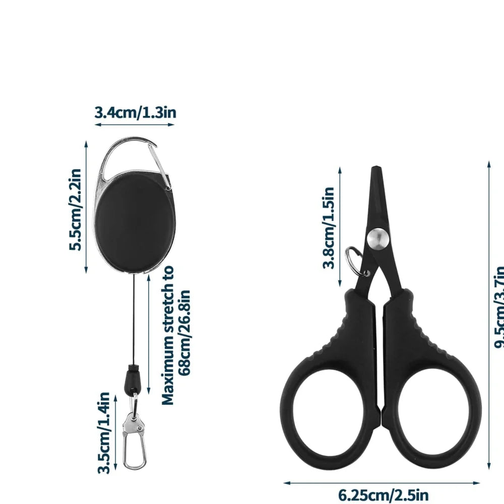 Fishing Line Scissors Braided Stainless Steel Retractable Lanyard Zpaxo