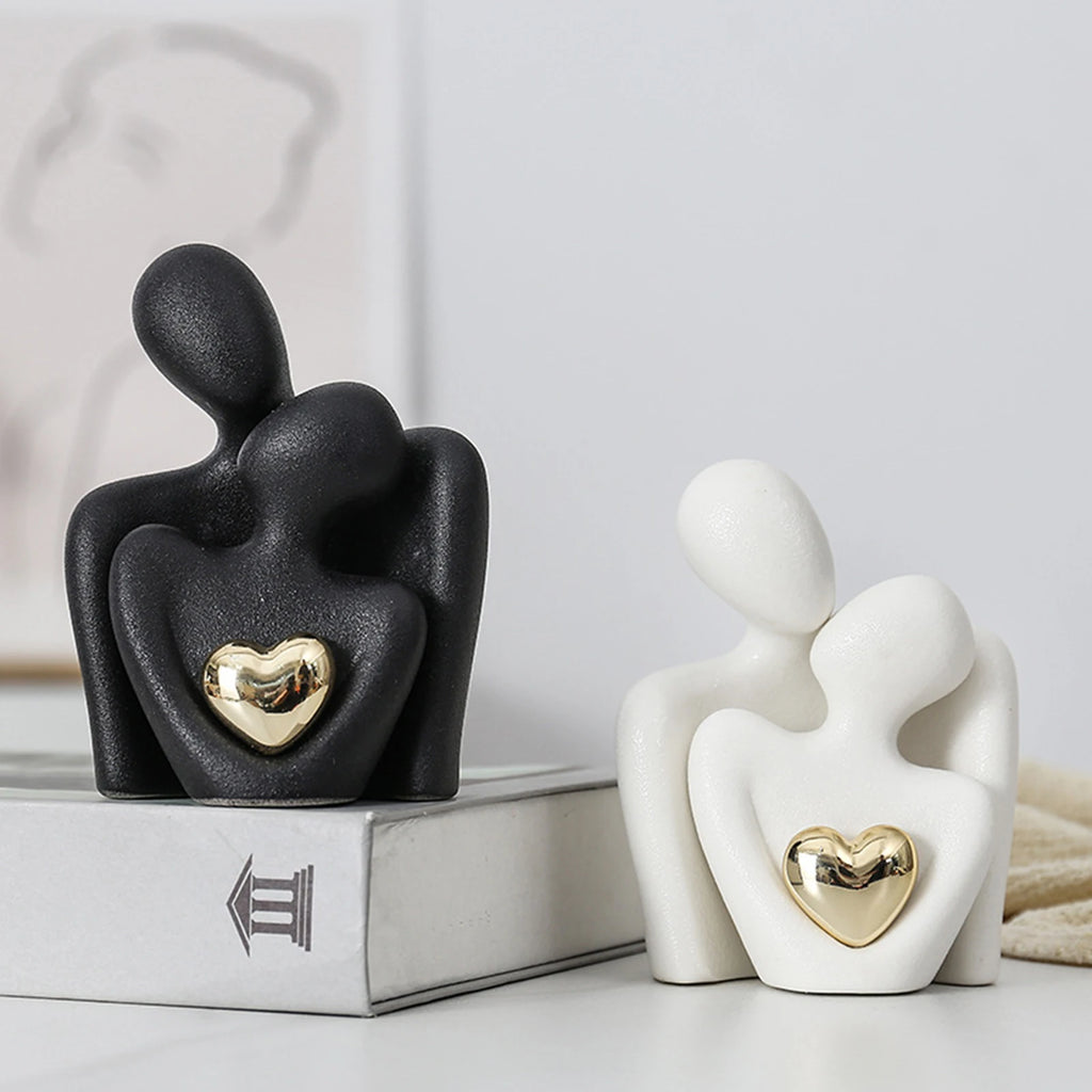 Hugging Couple Ceramic Figurine – Romantic Gift & Home Decor Couple Figurine Zpaxo
