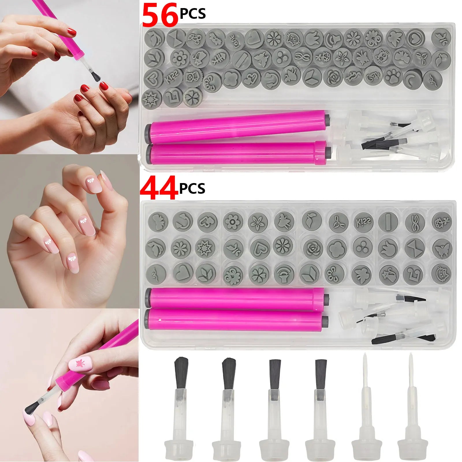 44/56 PCS Nails Art Stamp Pen Set, Containing 36/48 Kinds Of Nail Stamp Patterns, One Stamp Pen, One Brush Pen Zpaxo