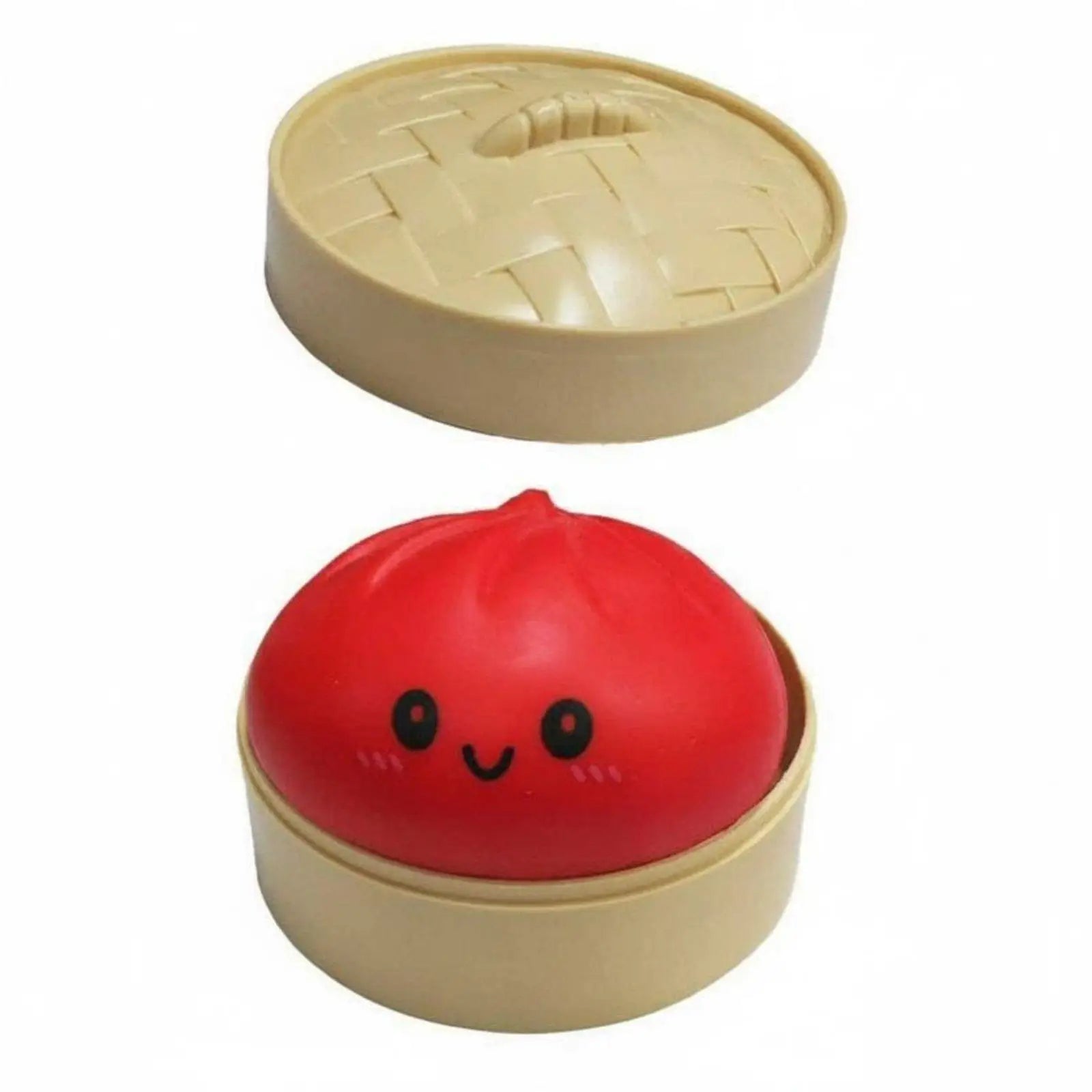 Dumpling Stress Ball with Steamer Case – Baozi Fidget Toy Fidget Stress Toy Zpaxo Red