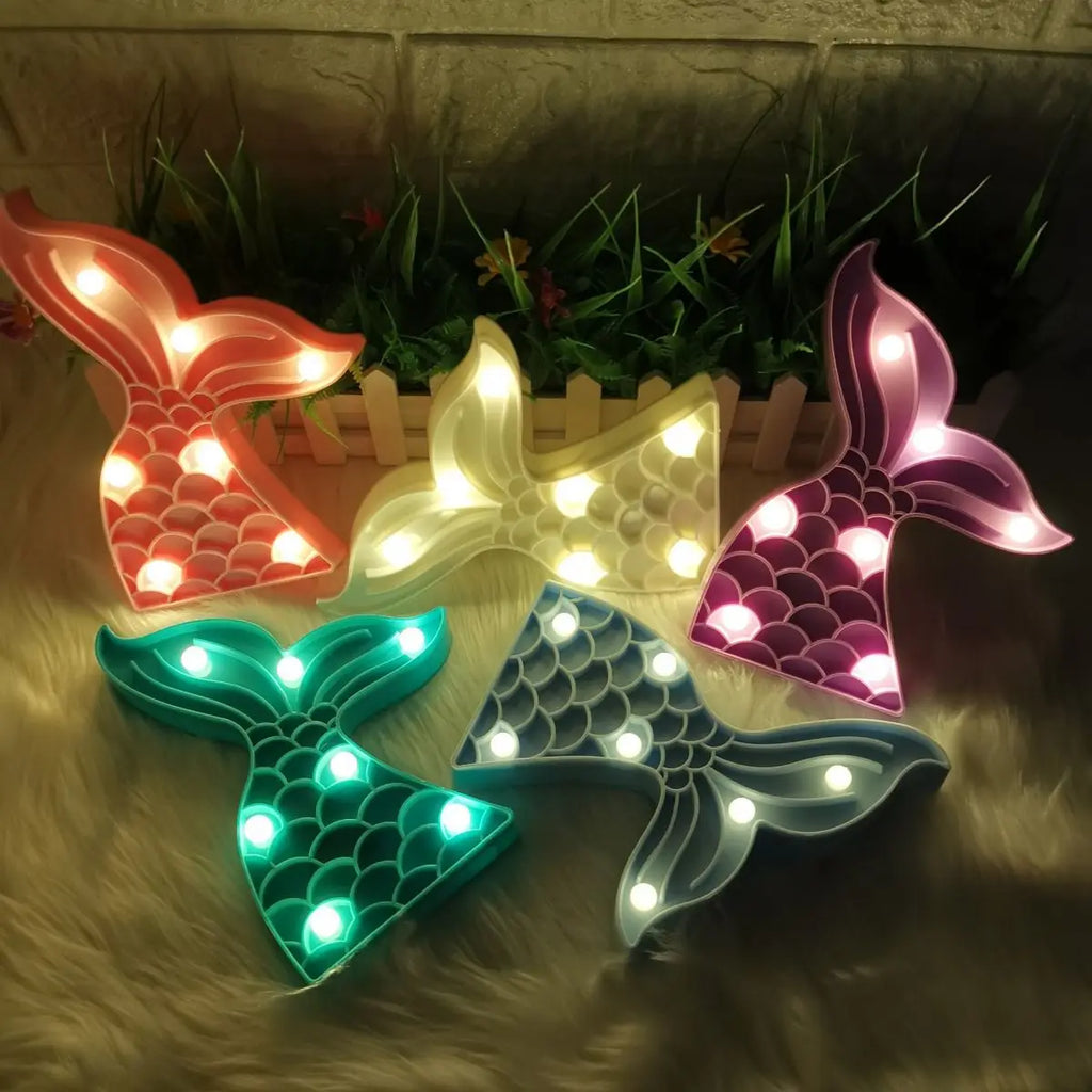 Fishtail Party Decoration Battery LED Nightlights Dorm Room Undersea Zpaxo