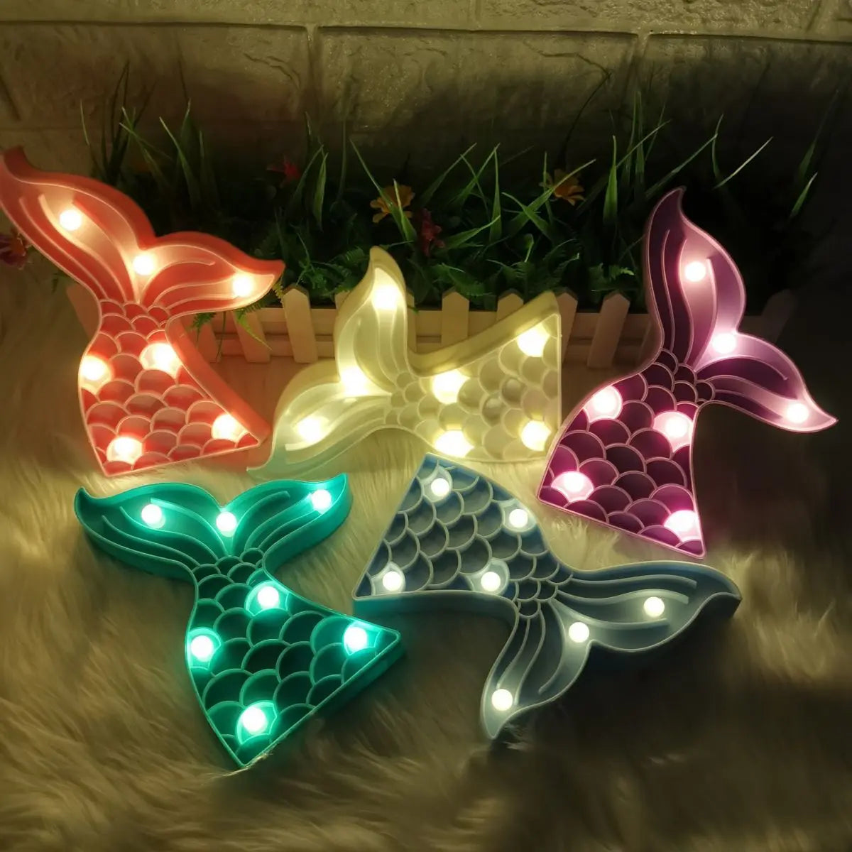 Fishtail Party Decoration Battery LED Nightlights Dorm Room Undersea Zpaxo