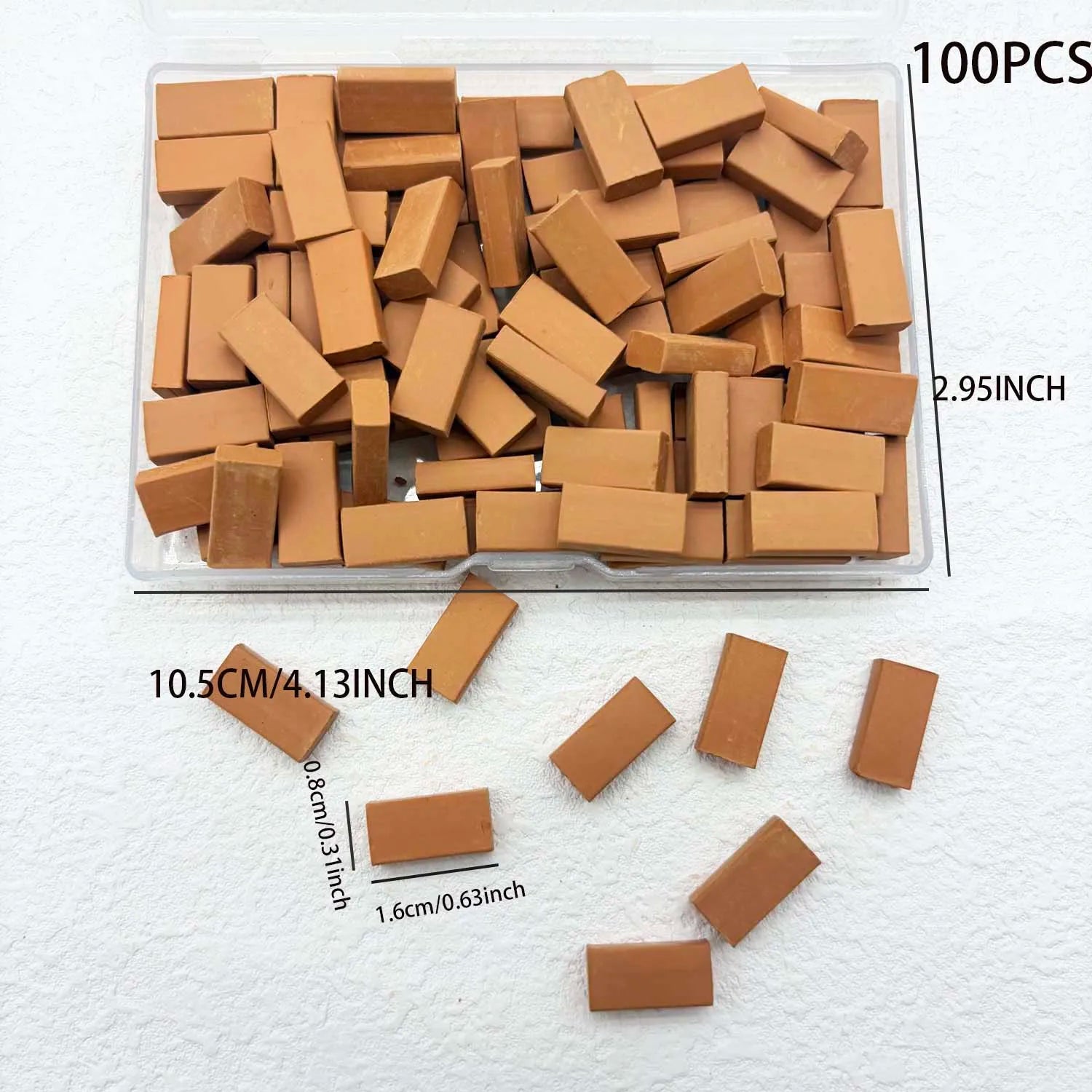 100pcs 1:16 Miniature Clay Bricks – Model Building Set Miniature Building Set Zpaxo orange