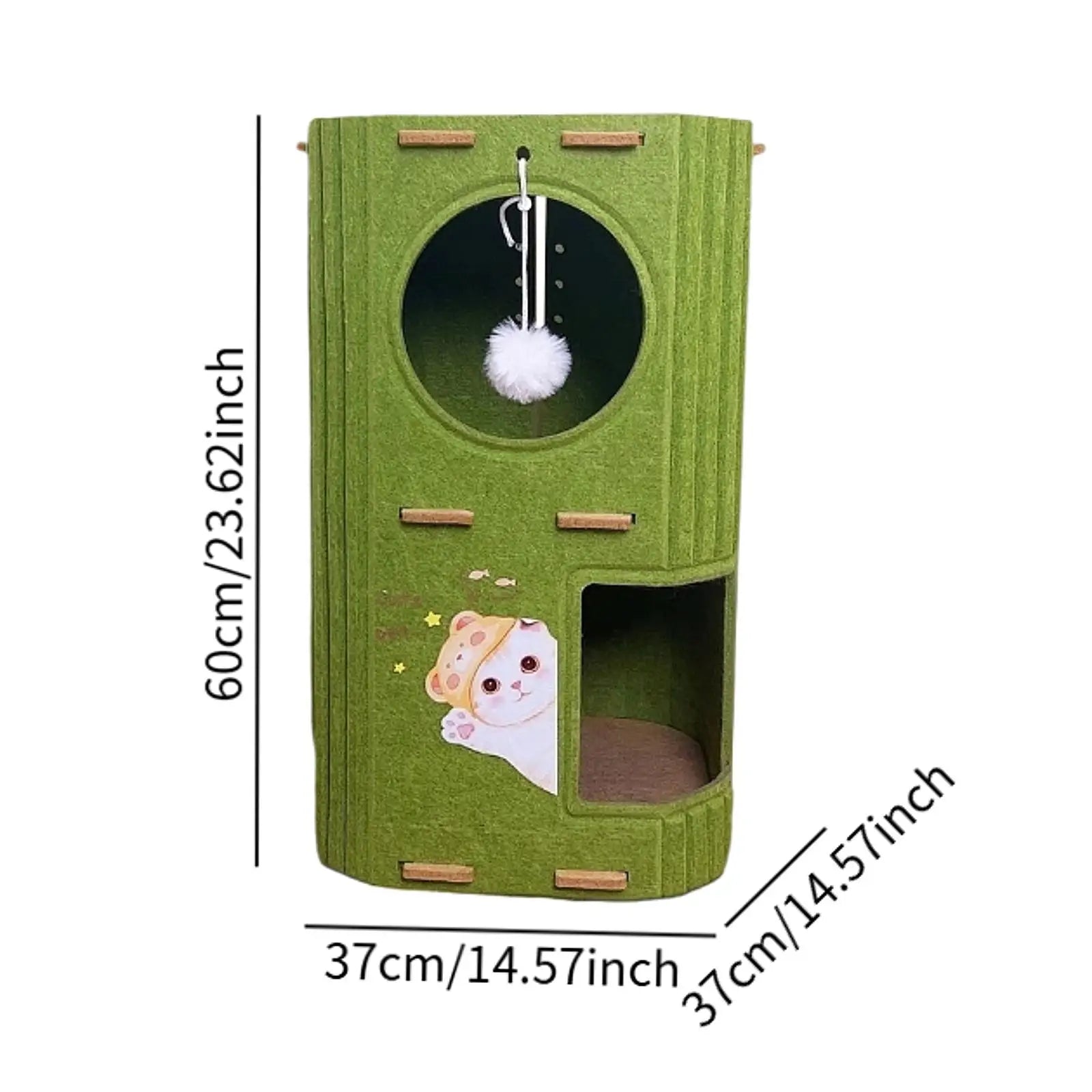 2-3 Tier Cat Tree House with Scratching Post & Hanging Ball Cat Tree House Zpaxo 2 Tiers No mat 1