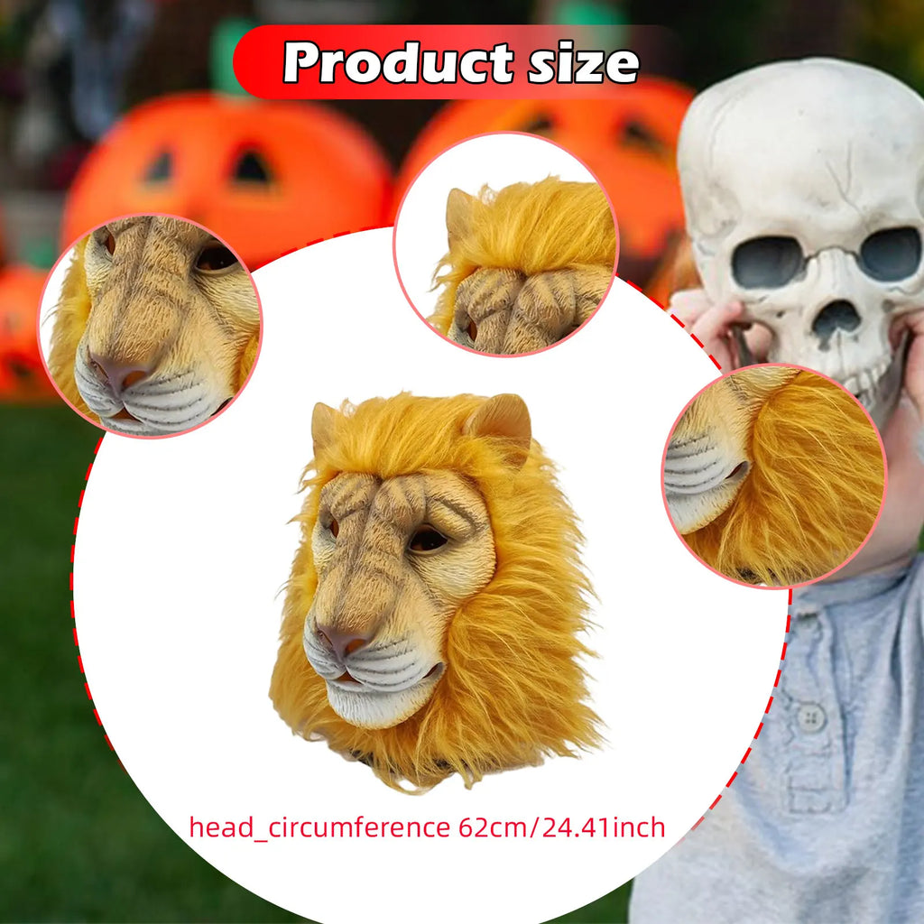Cosplay Party Mask Halloween Lion Head Mask Funny Lion Costume for Night Club Stage prop Performance Animal Lion Headgear Zpaxo