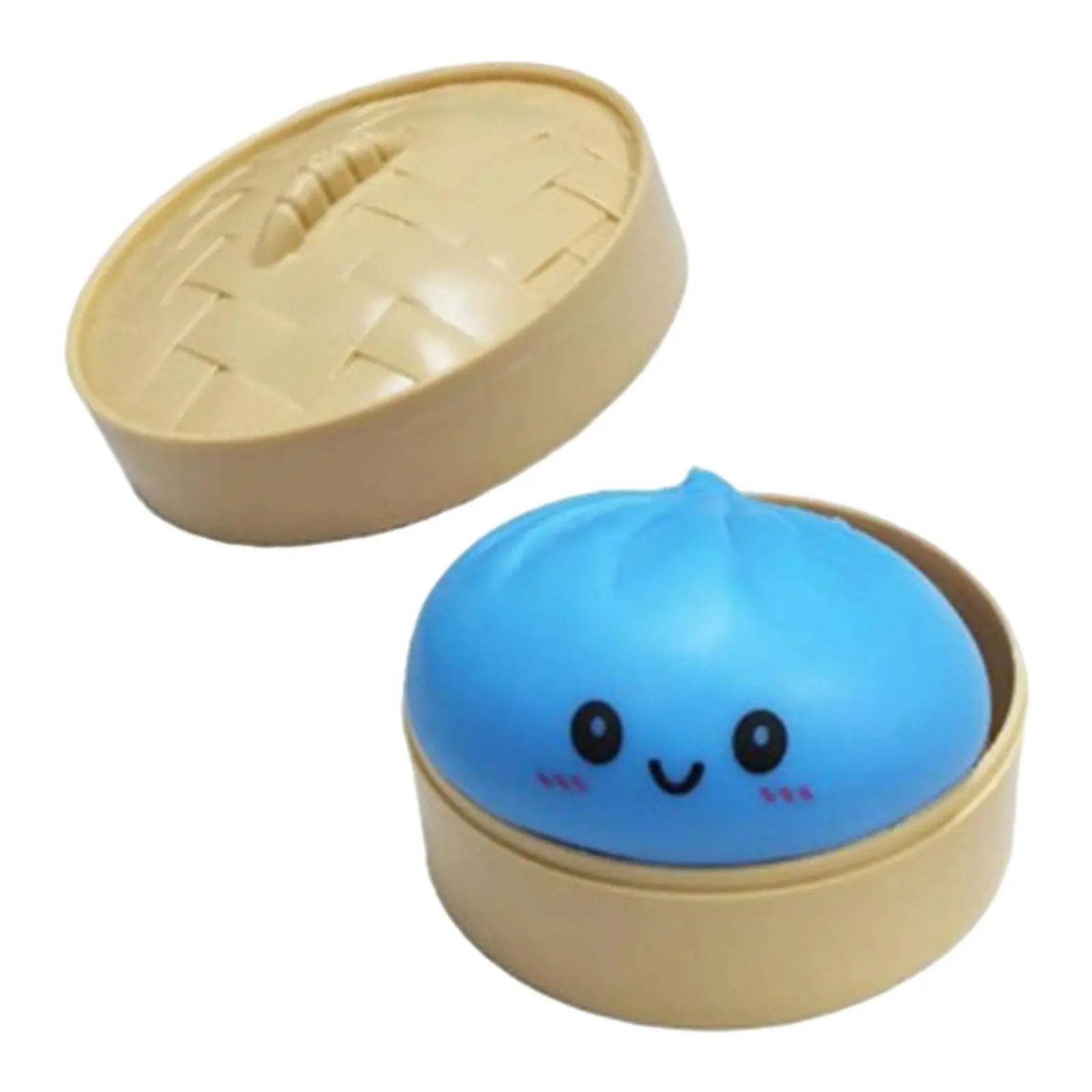 Dumpling Stress Ball with Steamer Case – Baozi Fidget Toy Fidget Stress Toy Zpaxo Blue