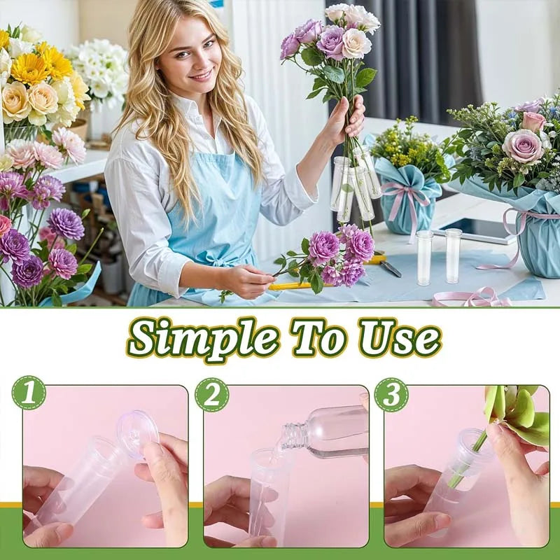 5/20/40Pcs Floral Water Tubes Clear Plastic Flower Vials with Caps for Flower Arrangement Decoration Zpaxo