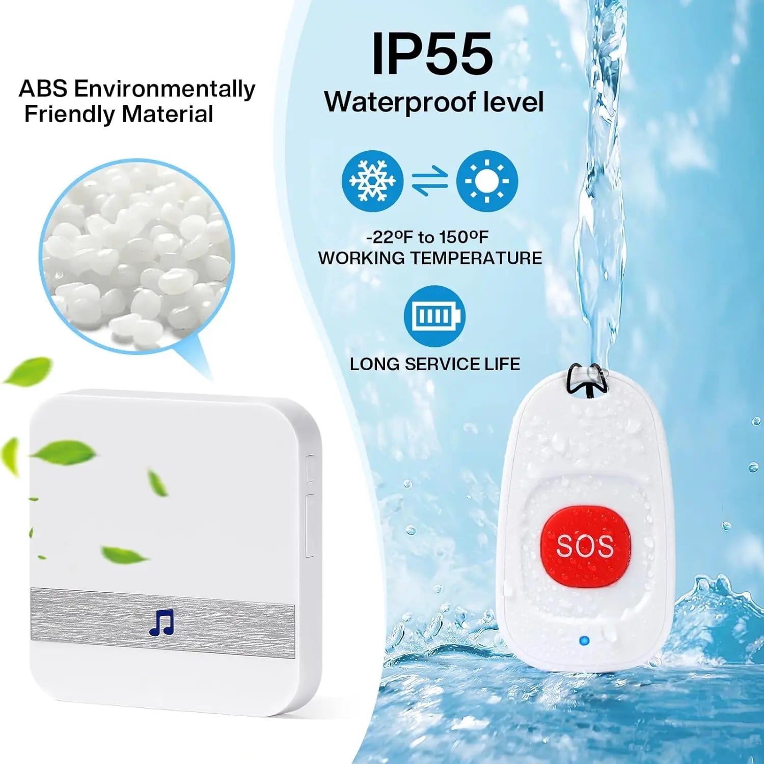 Caregiver Pager, Wireless Call Button SOS Alert Nurse Calling Elderly Fall Help System for Patient/Disabled Monitoring at Home Zpaxo
