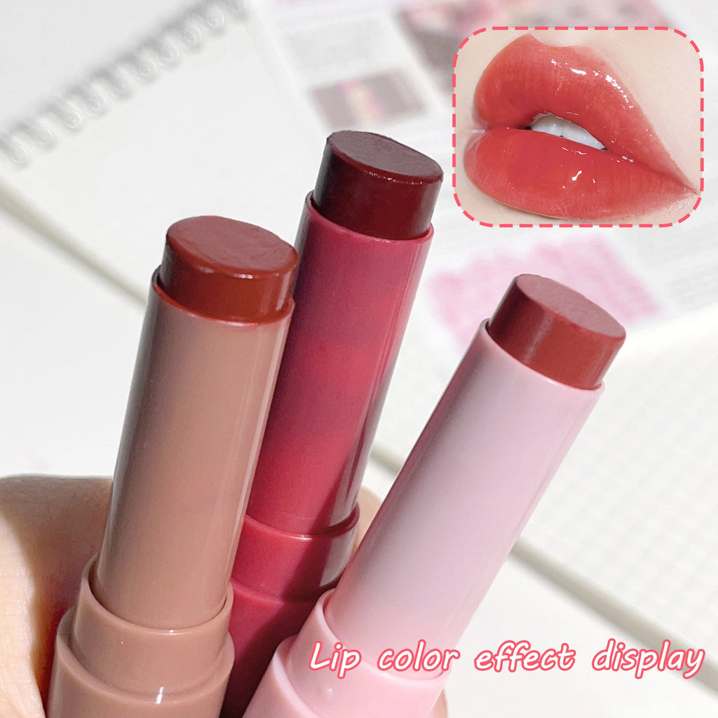 Three-color water-glow lipstick set - Satin finish, red, nude, brown lipsticks, mini lip gloss set for lip makeup. Full lips Zpaxo