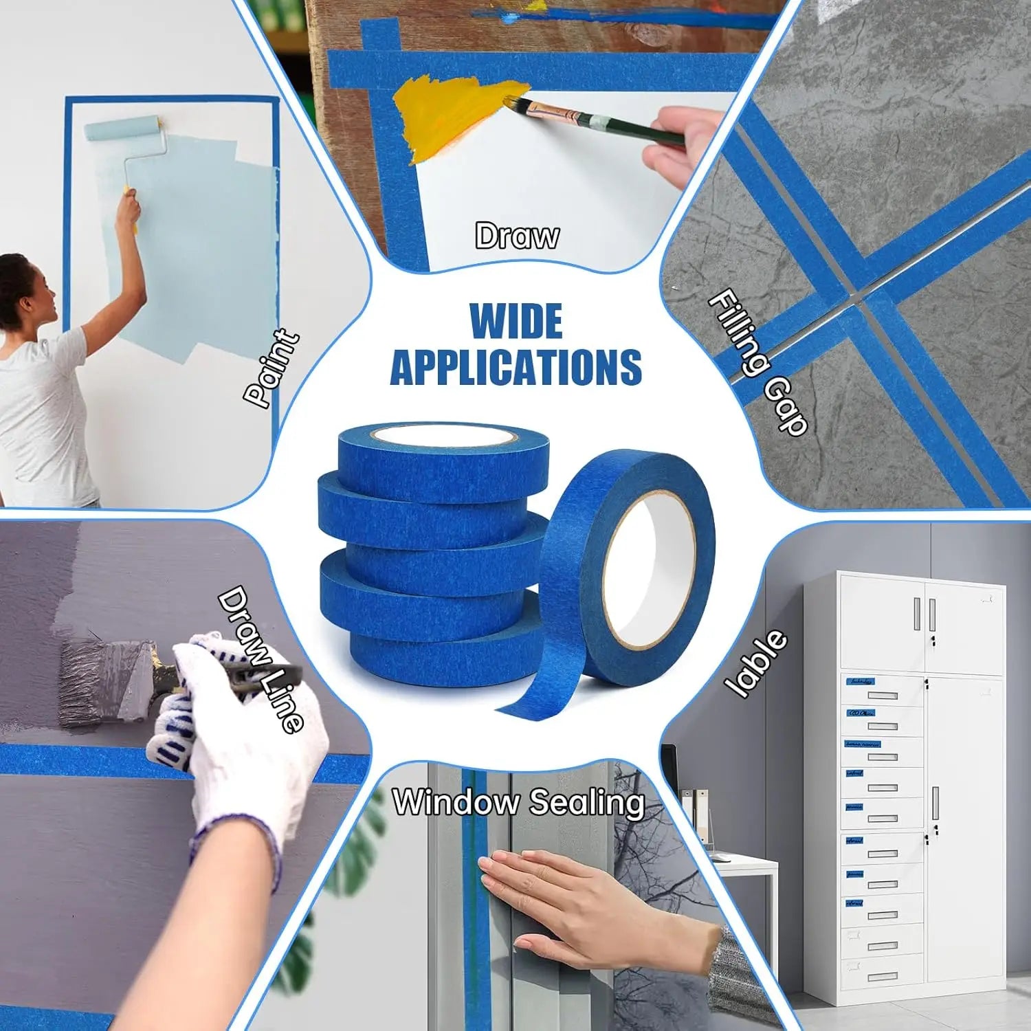 Blue Painter's Tape 1/3/5 Pack – DIY, Arts, Crafts & Masking Painter's Tape Zpaxo