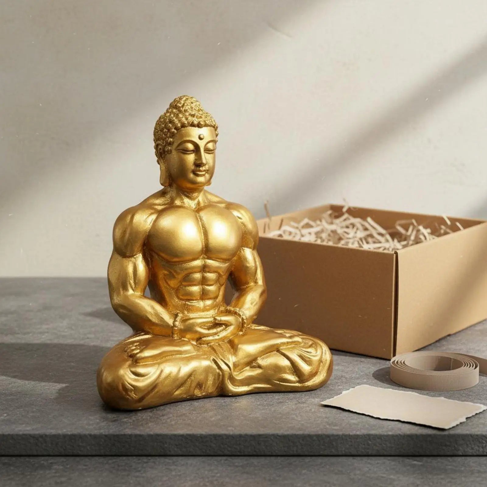 Muscle Buddha Ornament Creative Muscular Buddha Statue Hand-Polished Resin Desktop Ornament for Fitness Enthusiasts Bodybuilders Zpaxo