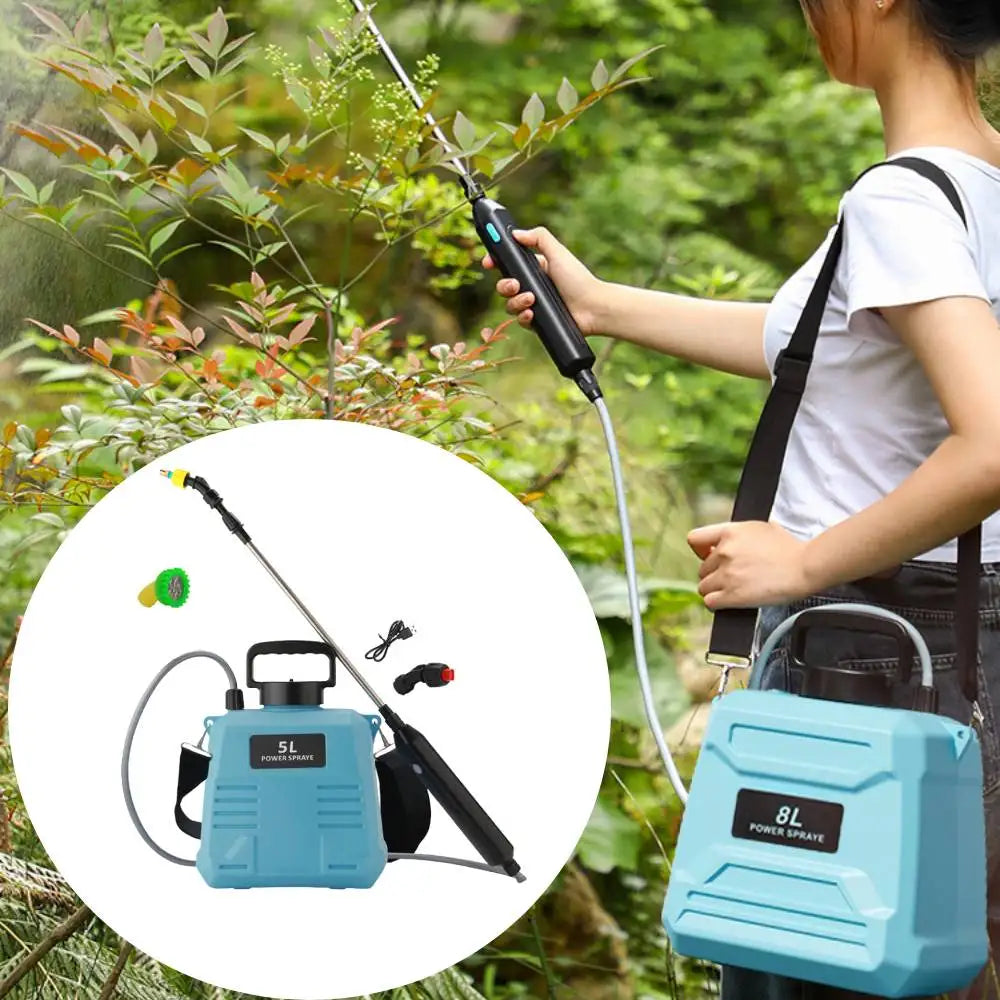 5L-8L Shoulder Electric Sprayer Pot with Telescopic Rod, 3 Nozzle for Garden Lawn Plant Watering Handheld Pesticide Sprayer Zpaxo