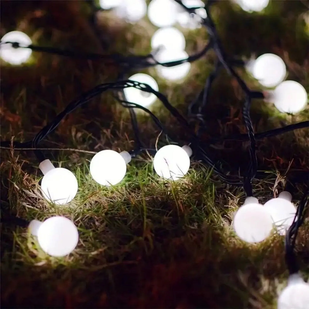 Frosted White Ball Light String Solar Outdoor Decorative Home Garden Zpaxo