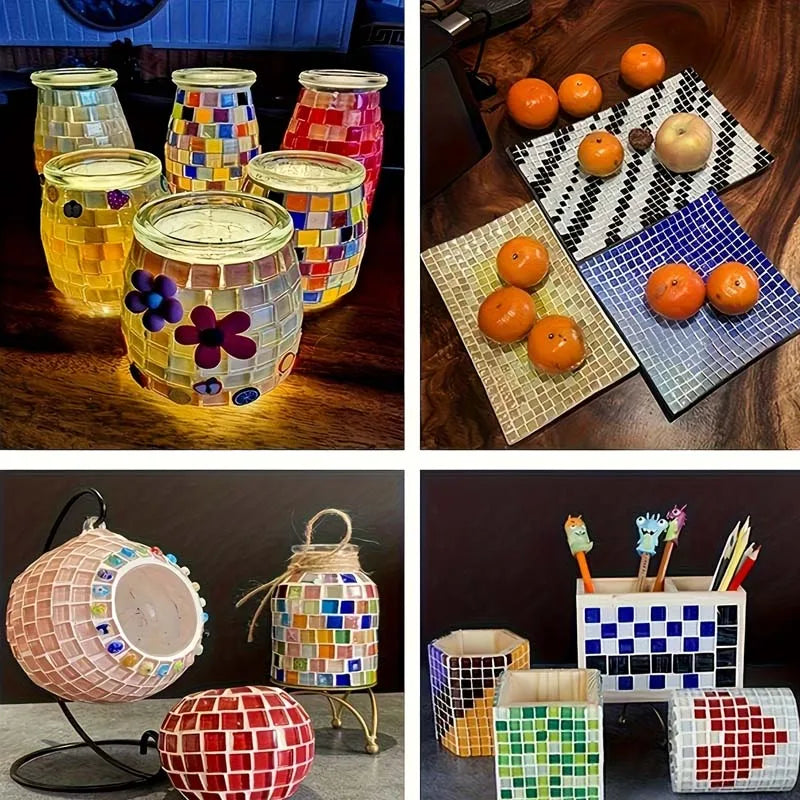 100pcs 1CM Colorful Glass Mosaic Tiles Glass Supplies for DIY Crafts Decorative Art Picture Frame Wall Art Home Decor Garden Zpaxo
