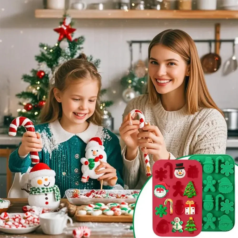 Christmas Silicone Chocolate Molds Candy Baking 3D Snowflake Canes Zpaxo