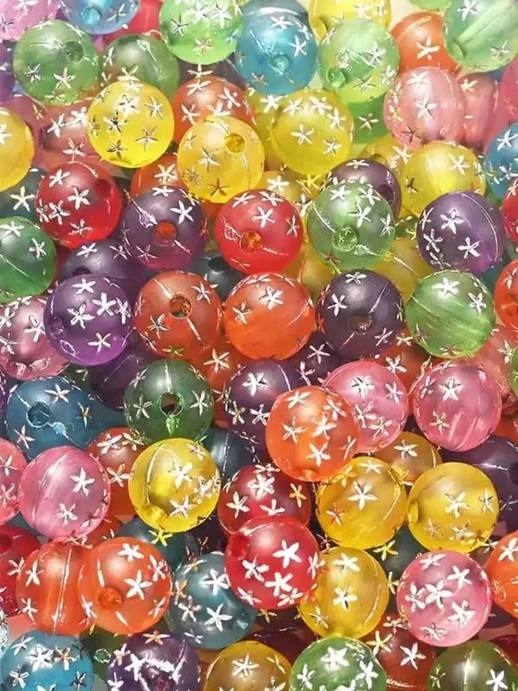 100pcs 8mm Vintage Acrylic Love Star Beads Set for DIY Bracelets & Necklaces - Jewelry Making Supplies Zpaxo color 2