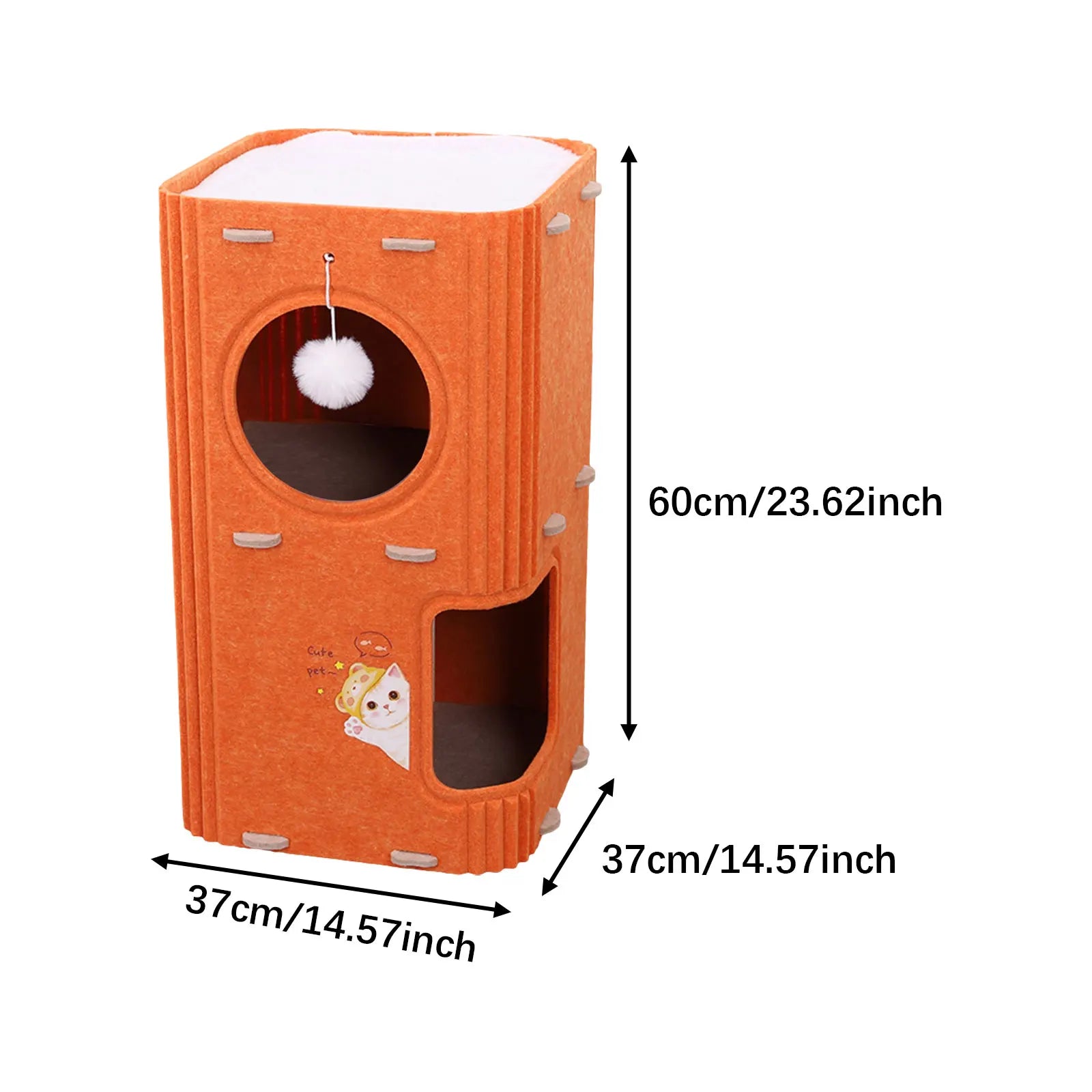 2-3 Tier Cat Tree House with Scratching Post & Hanging Ball Cat Tree House Zpaxo 2 Tiers with mat 1