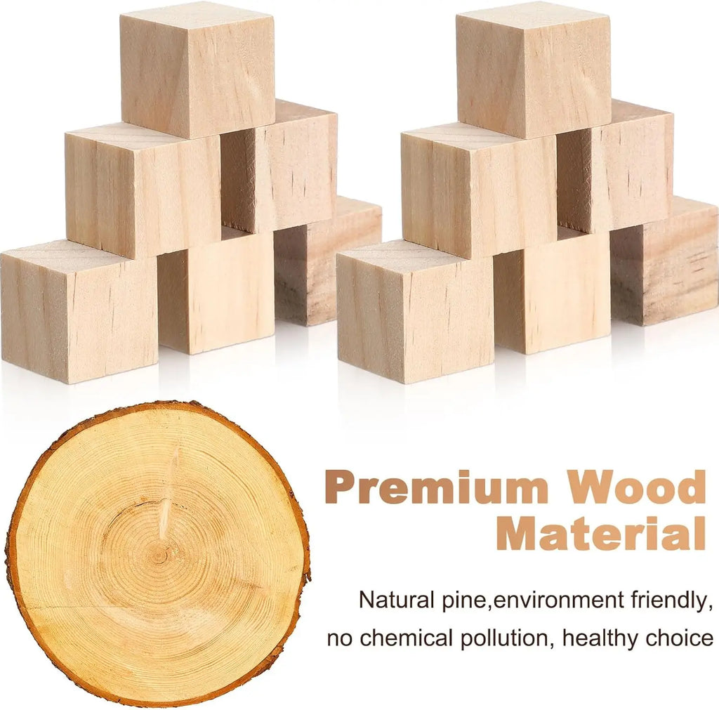 1-Inch Unfinished Wooden Cubes – 9-Pack DIY Craft Wood Blocks Wooden Craft Blocks Zpaxo