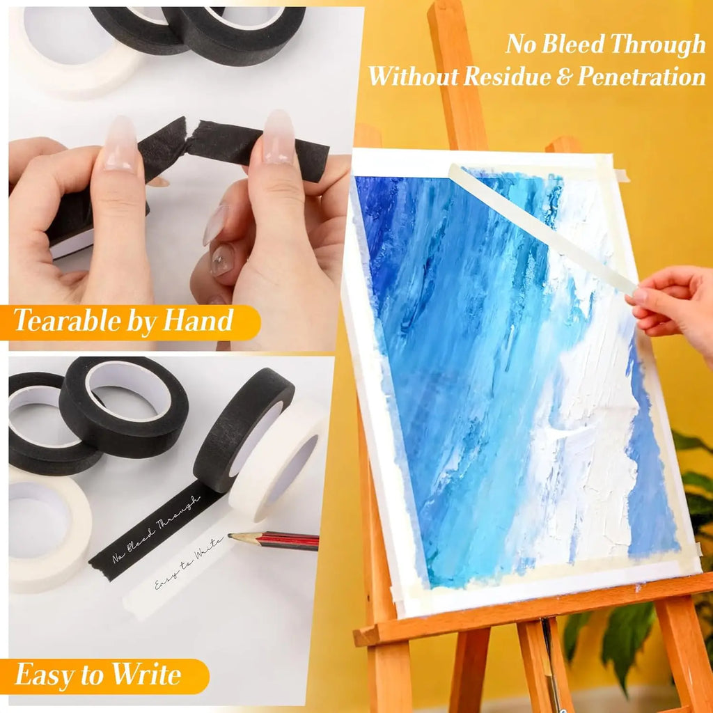 2Rolls Masking Tape-Adhesive Painters Tape for Painting, Black &White,Tearable Writtable for DIY Crafts,Art,Wall Decor,Labeling Zpaxo