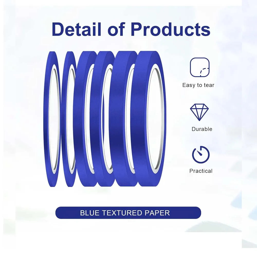 Blue Fine Line Masking Tape Set – 3/6/12mm Painter's Tape 3 Rolls Fine Line Masking Tape Zpaxo