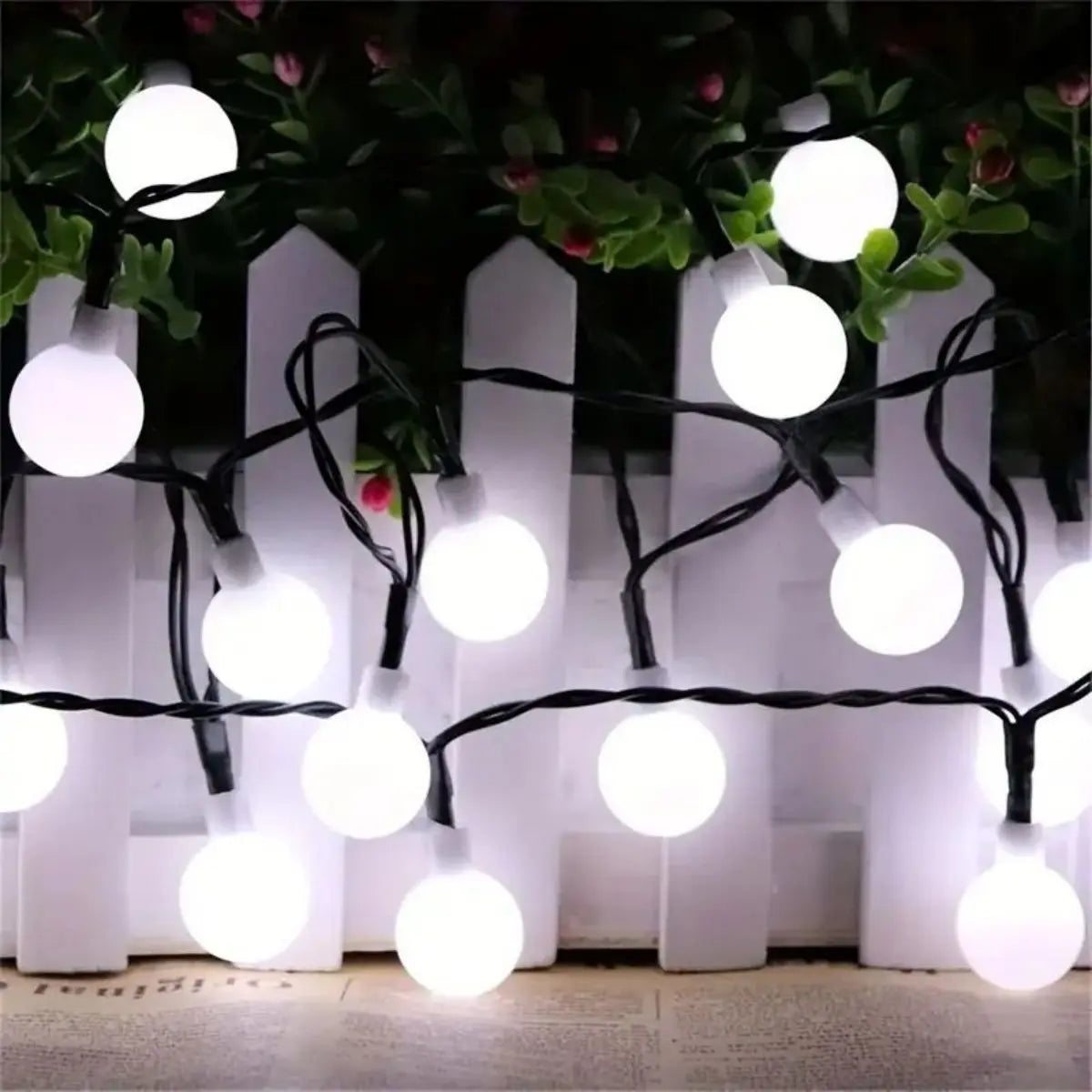 Frosted White Ball Light String Solar Outdoor Decorative Home Garden Zpaxo