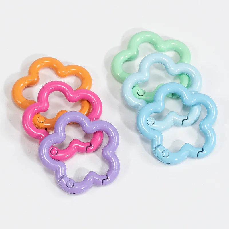 10 PCS Aluminum Alloy Flower Shape Outdoor Keychain, Bright Color, Multi-functional pop-up fob for DIY Jewelry Zpaxo