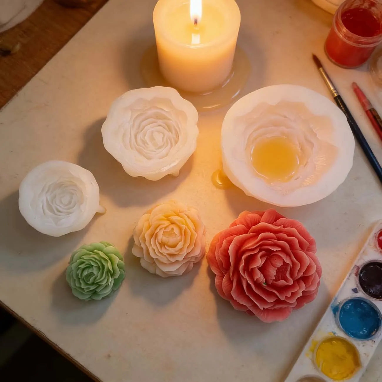 3 Sizes Peony Flower Silicone Molds – for Candle Making, Plaster Crafts, DIY Handicraft Projects Home Decor Zpaxo