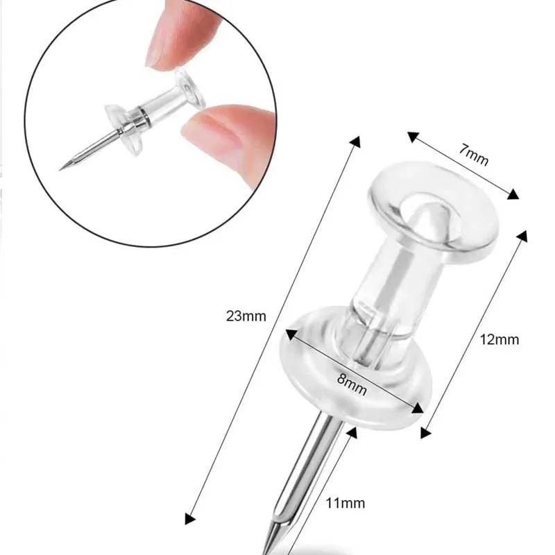 Transparent Push Pins for Cork Board – Round Ball Thumb Tacks Decorative Push Pins Zpaxo