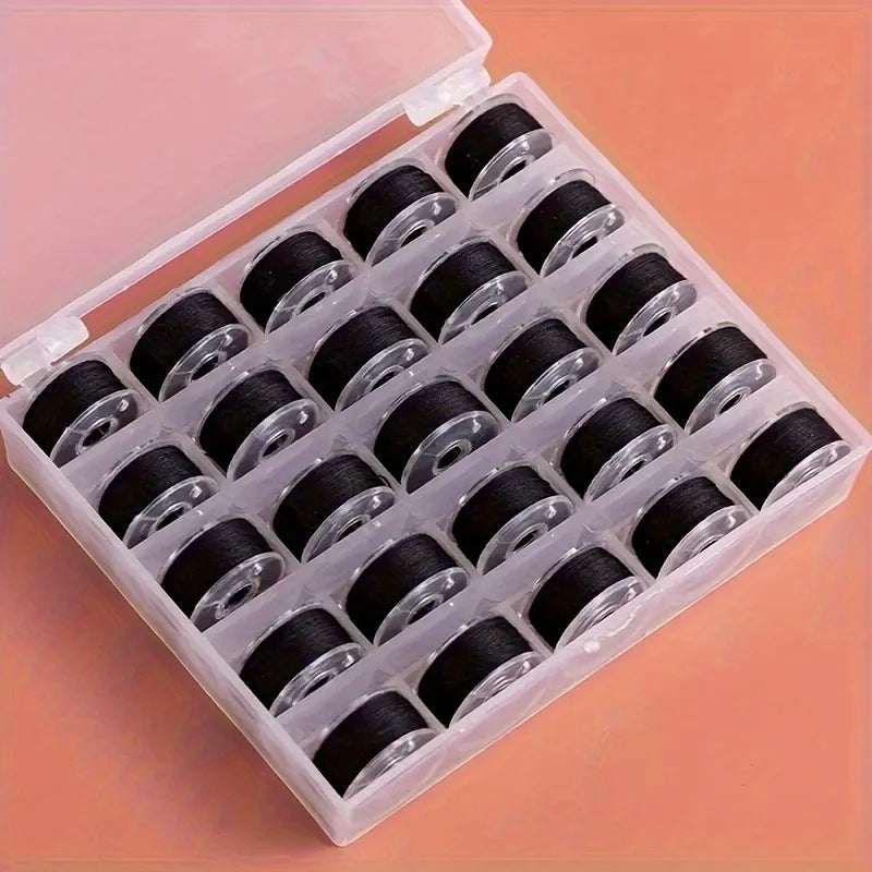 25/PCS/BOX Wound Sewing Thread , Black and White Home Sewing Spools Tools, Replacement Bobbins for Home Sewing Machines Zpaxo 1 Box black