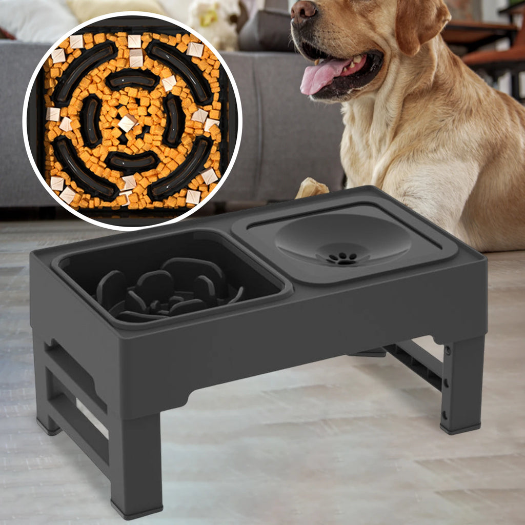 Elevated Dog Bowls with Stand Rods Pet Cat Raised Double Food Bowls Water Dishes Puppy Pets Feeder Adjustable Drinking Bowl Zpaxo