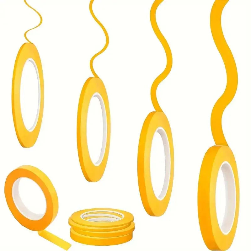 Yellow Paper Masking Tape for Nail Art, Painting, Spray Masking, and Fashion Design Draping, 3/6ROLL Zpaxo